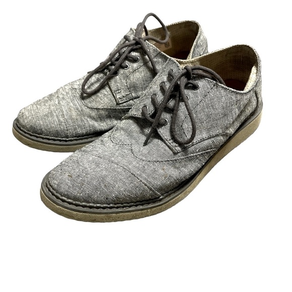 Tom’s Canvas Gray Lace Up Dress Shoe Size 8.5 - Picture 1 of 12